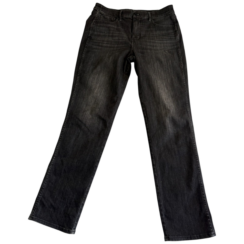 White House Black Market Straight Jeans Womens 8 (32x30.5) Black Denim High Rise